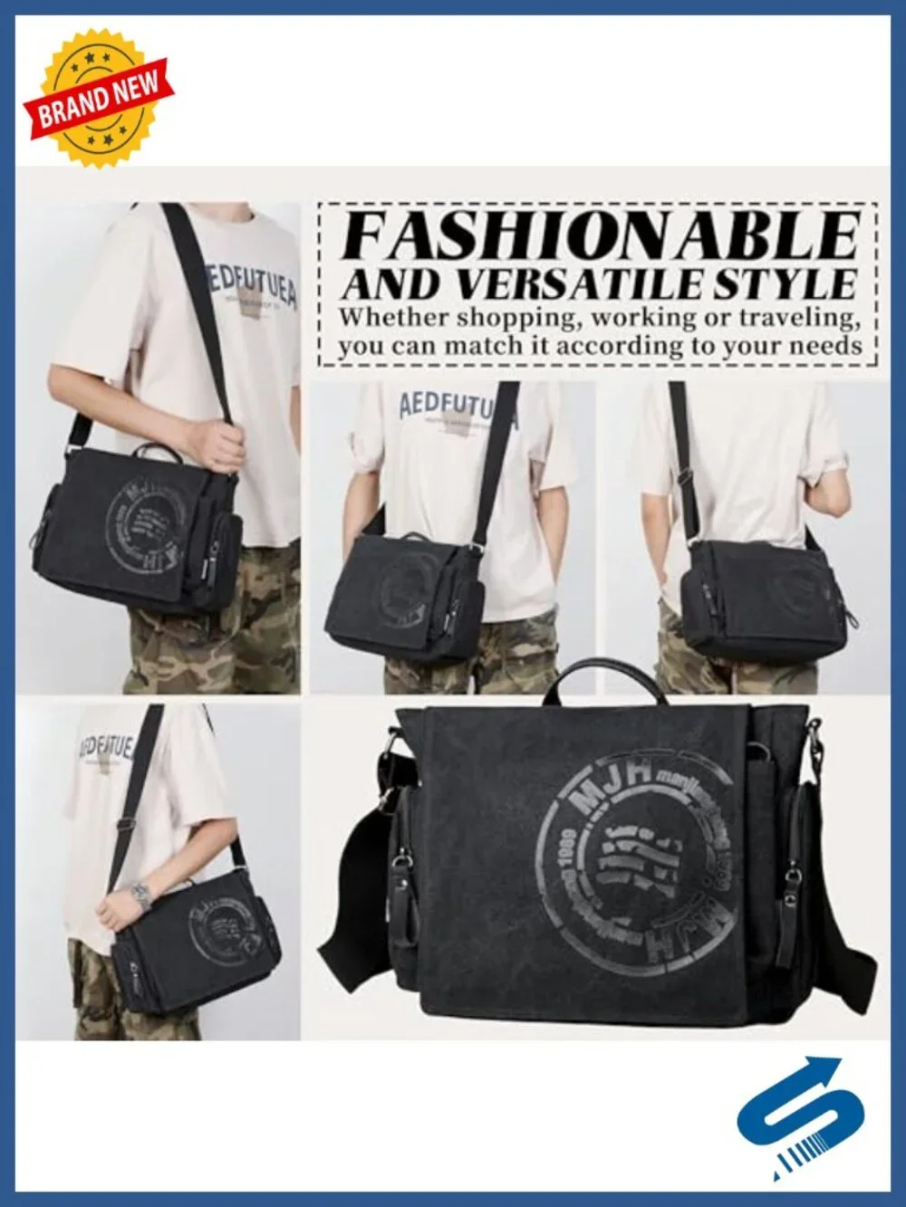 Canvas Messenger Bag Laptop Bag Travel Shoulder Bag Satchel